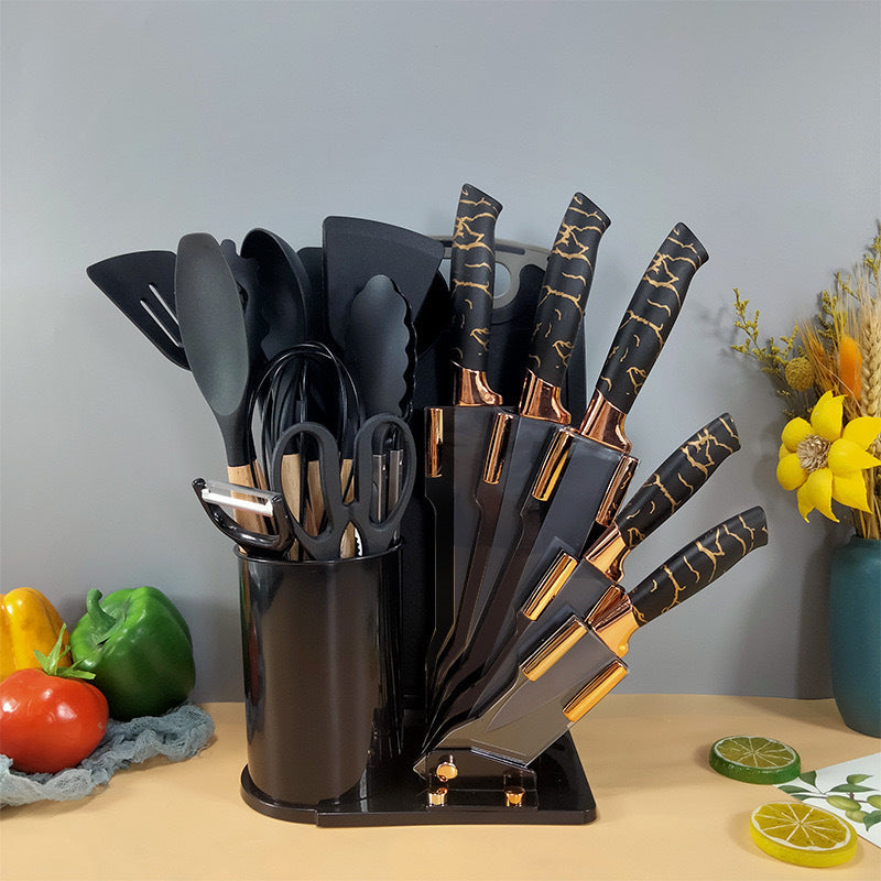 Acrylic base silicone kitchenware set - 19-piece set