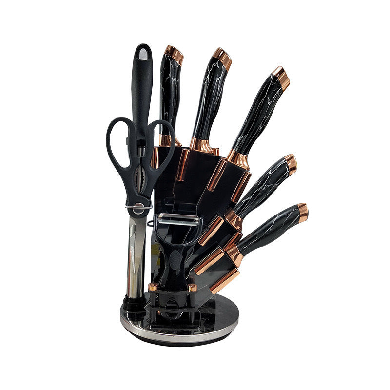 Stainless steel marble-pattern chef's knife set - 9-piece set
