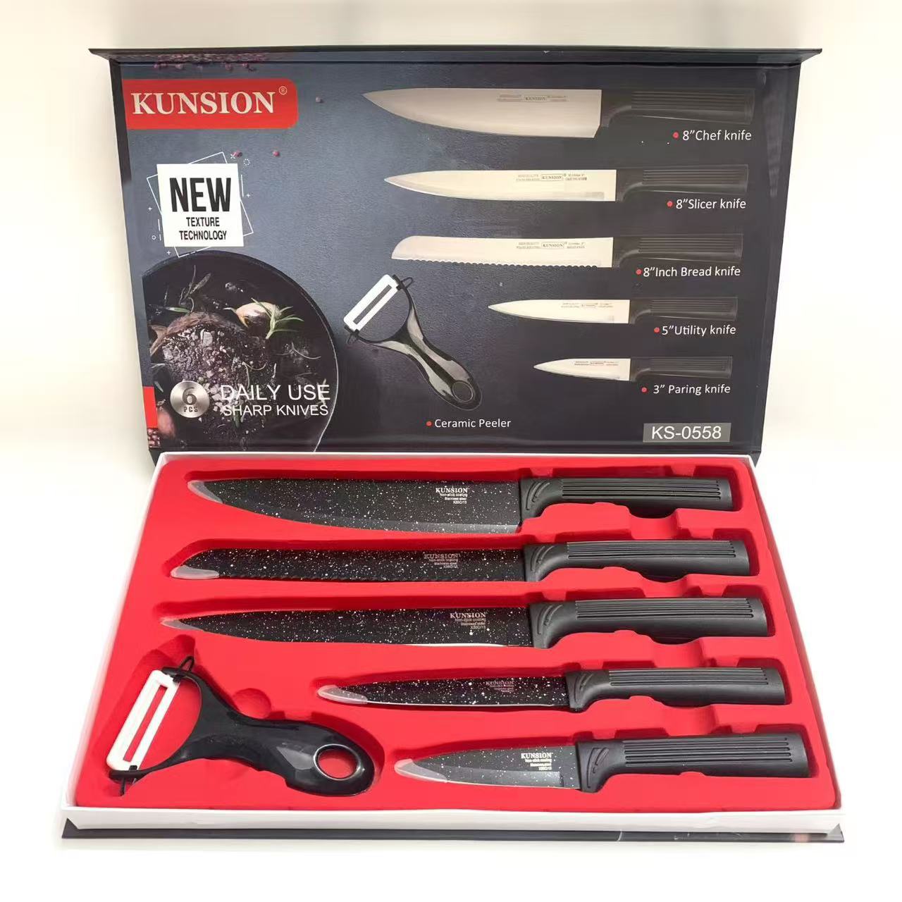 Stainless steel kitchen knife set - six-piece set ，8 different styles