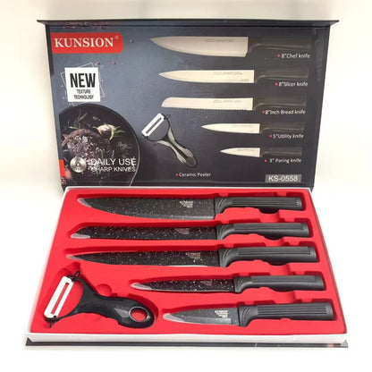 Stainless steel kitchen knife set - six-piece set ，8 different styles