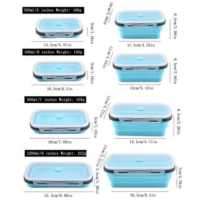 Foldable high-temperature-resistant food-grade silicone food storage container, refrigerator storage box, convenient outdoor packing box