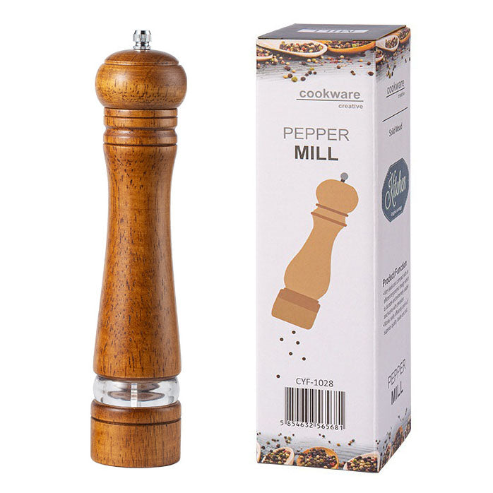 Manual 6-inch, 8-inch, 10-inch pepper grinder, oak pepper grinding jar for making fresh pepper powder for seasoning