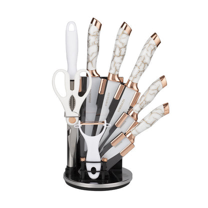 Stainless steel marble-pattern chef's knife set - 9-piece set