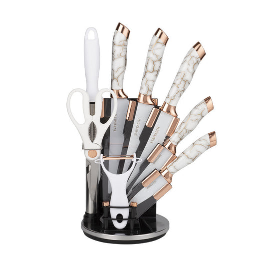 Stainless steel marble-pattern chef's knife set - 9-piece set