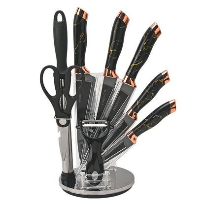 Stainless steel marble-pattern chef's knife set - 9-piece set