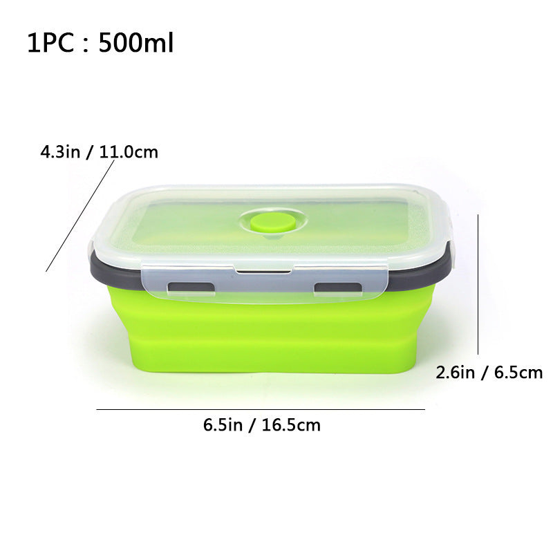 Foldable high-temperature-resistant food-grade silicone food storage container, refrigerator storage box, convenient outdoor packing box