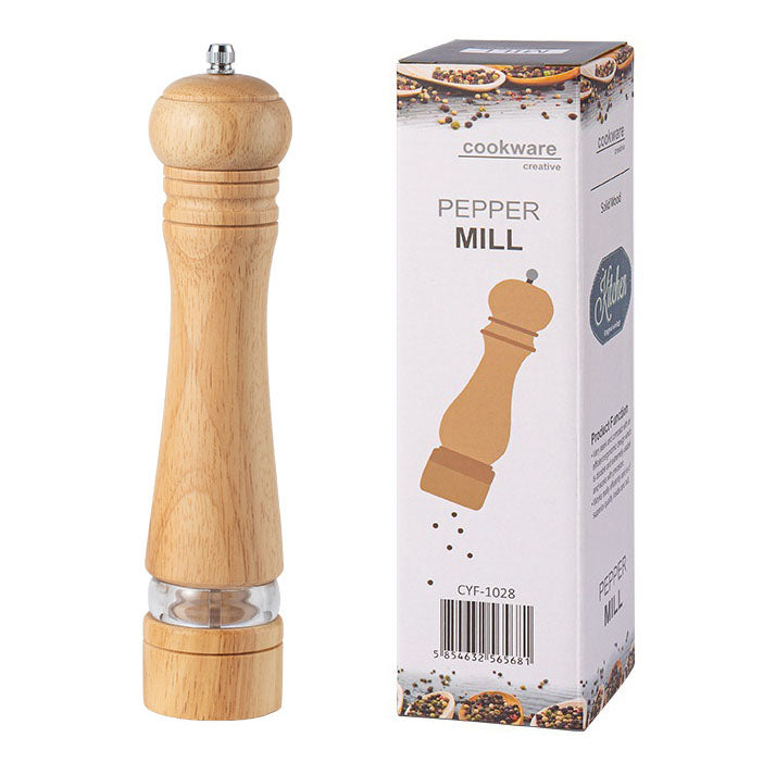 Manual 6-inch, 8-inch, 10-inch pepper grinder, oak pepper grinding jar for making fresh pepper powder for seasoning