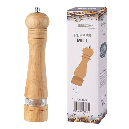 Manual 6-inch, 8-inch, 10-inch pepper grinder, oak pepper grinding jar for making fresh pepper powder for seasoning