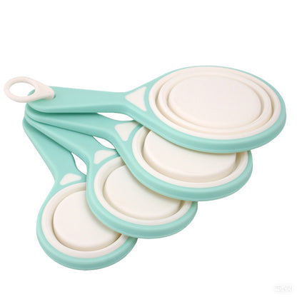 Foldable silicone measuring cup and measuring spoon set