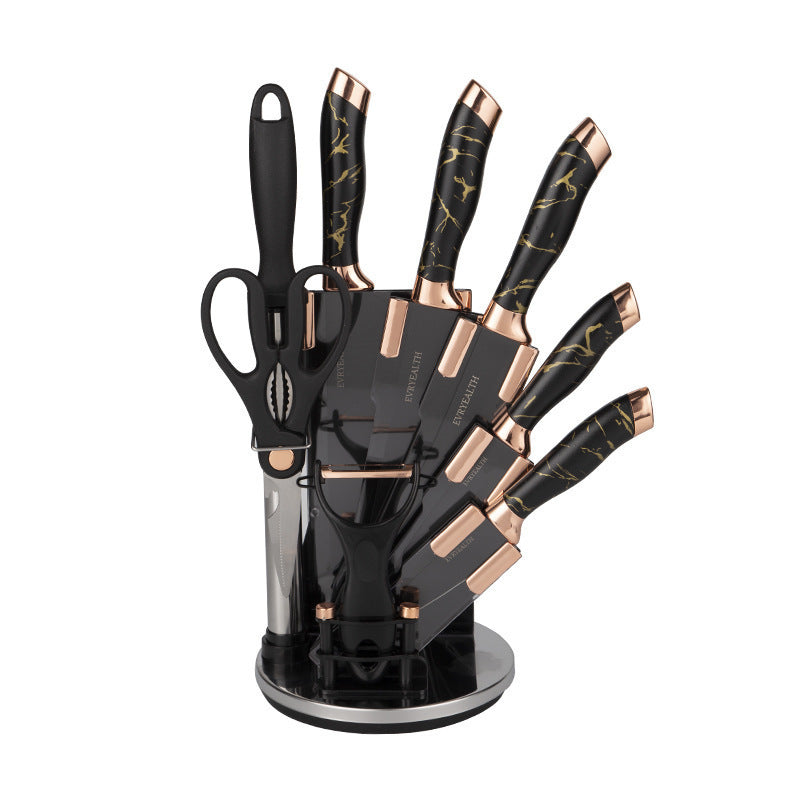 Stainless steel marble-pattern chef's knife set - 9-piece set