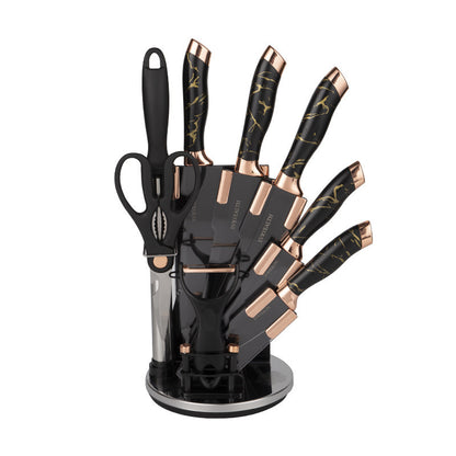 Stainless steel marble-pattern chef's knife set - 9-piece set