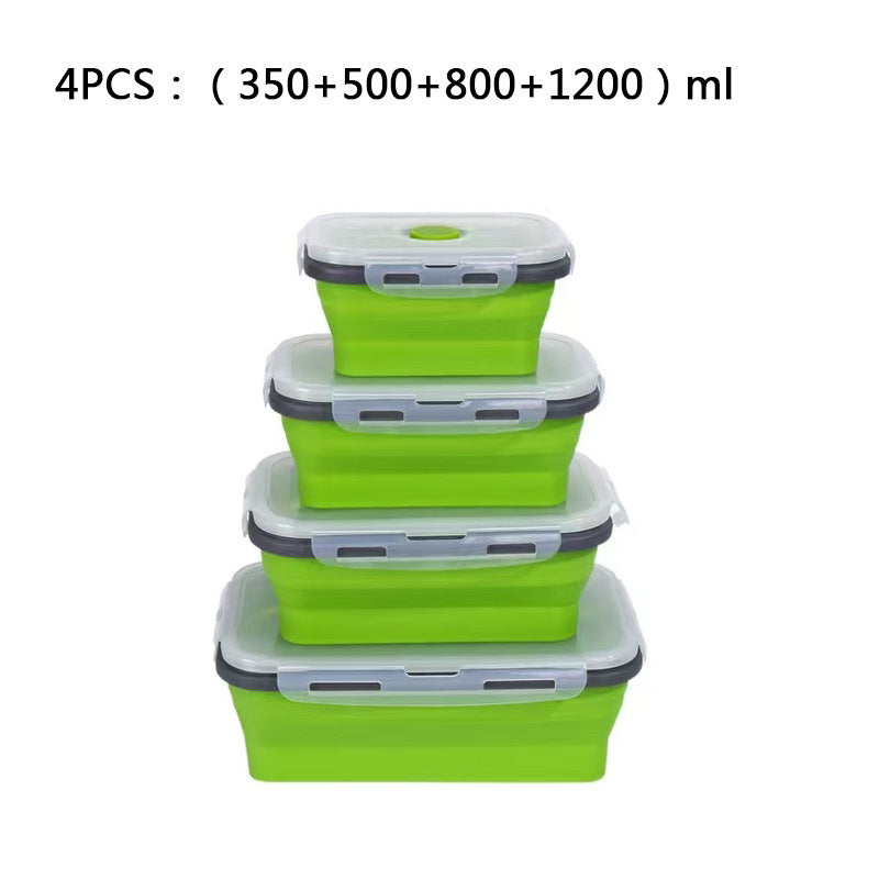 Foldable high-temperature-resistant food-grade silicone food storage container, refrigerator storage box, convenient outdoor packing box