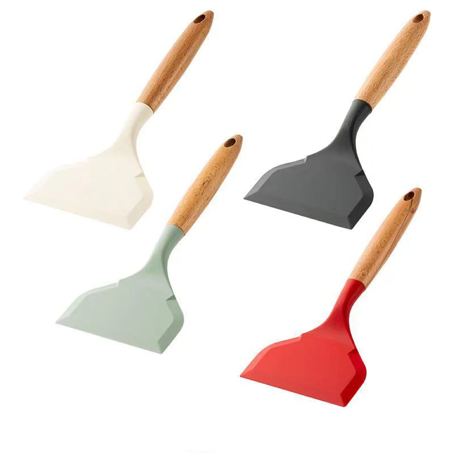 High-temperature resistant non-stick pan wooden handle silicone spatula