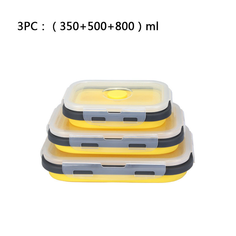 Foldable high-temperature-resistant food-grade silicone food storage container, refrigerator storage box, convenient outdoor packing box