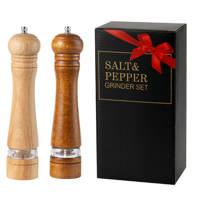 Manual 6-inch, 8-inch, 10-inch pepper grinder, oak pepper grinding jar for making fresh pepper powder for seasoning