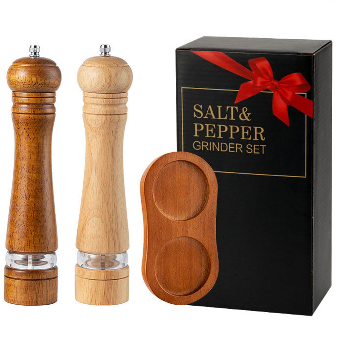 Manual 6-inch, 8-inch, 10-inch pepper grinder, oak pepper grinding jar for making fresh pepper powder for seasoning