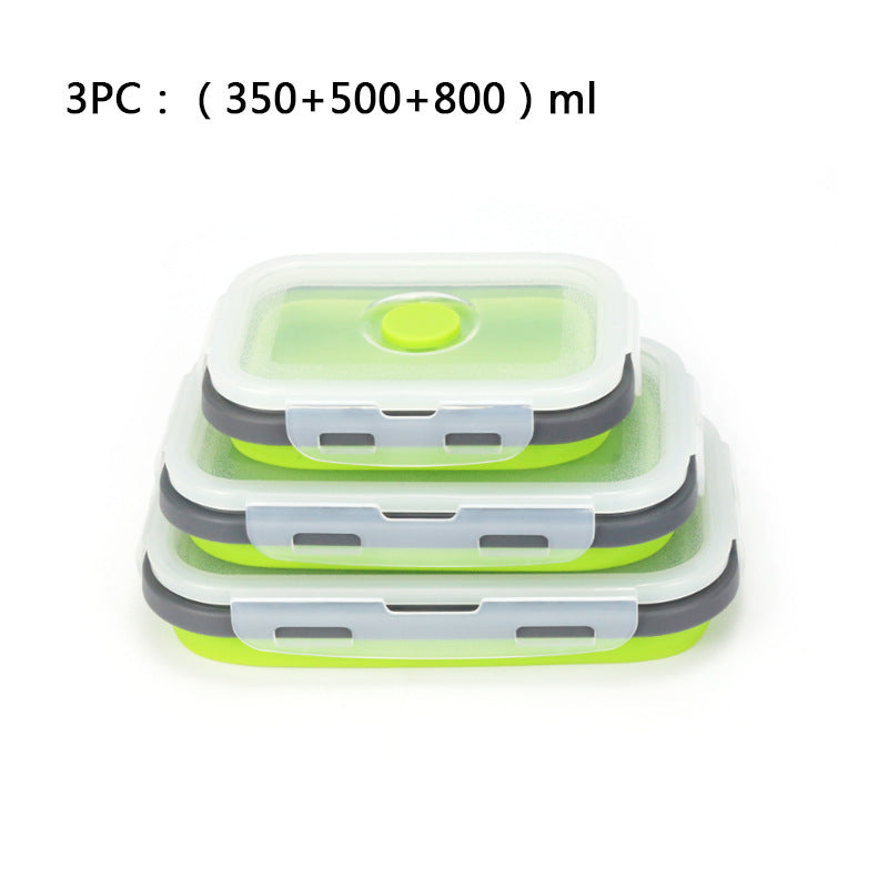 Foldable high-temperature-resistant food-grade silicone food storage container, refrigerator storage box, convenient outdoor packing box
