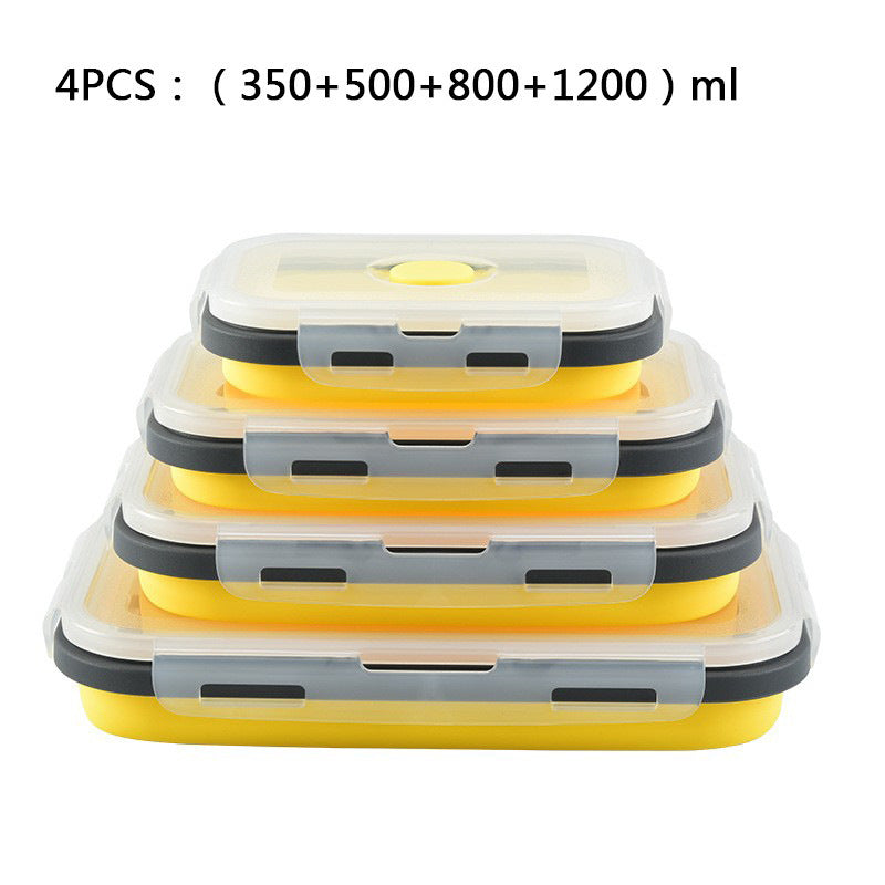 Foldable high-temperature-resistant food-grade silicone food storage container, refrigerator storage box, convenient outdoor packing box
