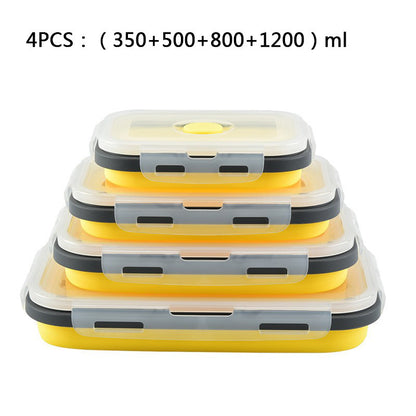 Foldable high-temperature-resistant food-grade silicone food storage container, refrigerator storage box, convenient outdoor packing box