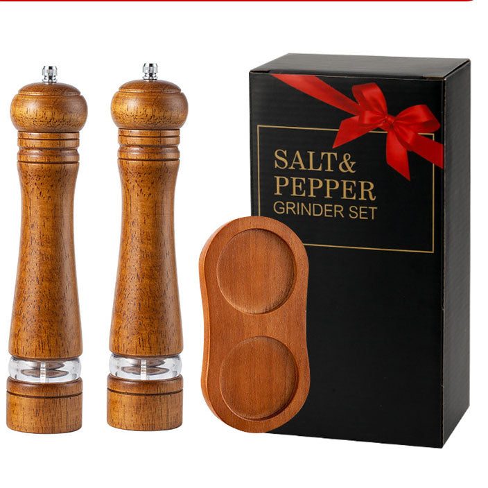 Manual 6-inch, 8-inch, 10-inch pepper grinder, oak pepper grinding jar for making fresh pepper powder for seasoning