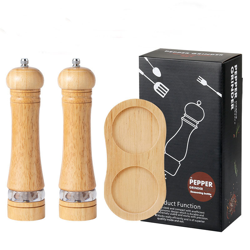 Manual 6-inch, 8-inch, 10-inch pepper grinder, oak pepper grinding jar for making fresh pepper powder for seasoning