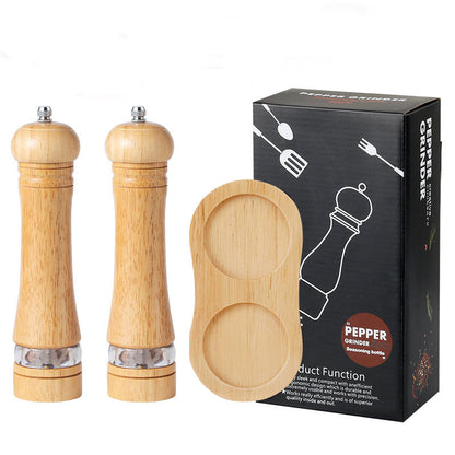 Manual 6-inch, 8-inch, 10-inch pepper grinder, oak pepper grinding jar for making fresh pepper powder for seasoning