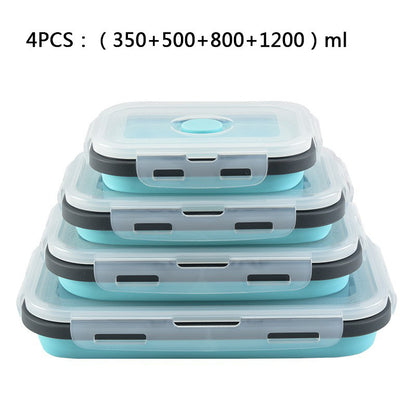 Foldable high-temperature-resistant food-grade silicone food storage container, refrigerator storage box, convenient outdoor packing box