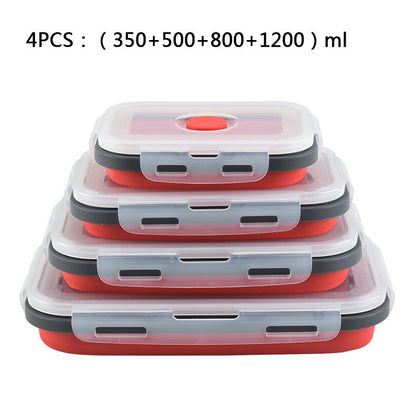 Foldable high-temperature-resistant food-grade silicone food storage container, refrigerator storage box, convenient outdoor packing box