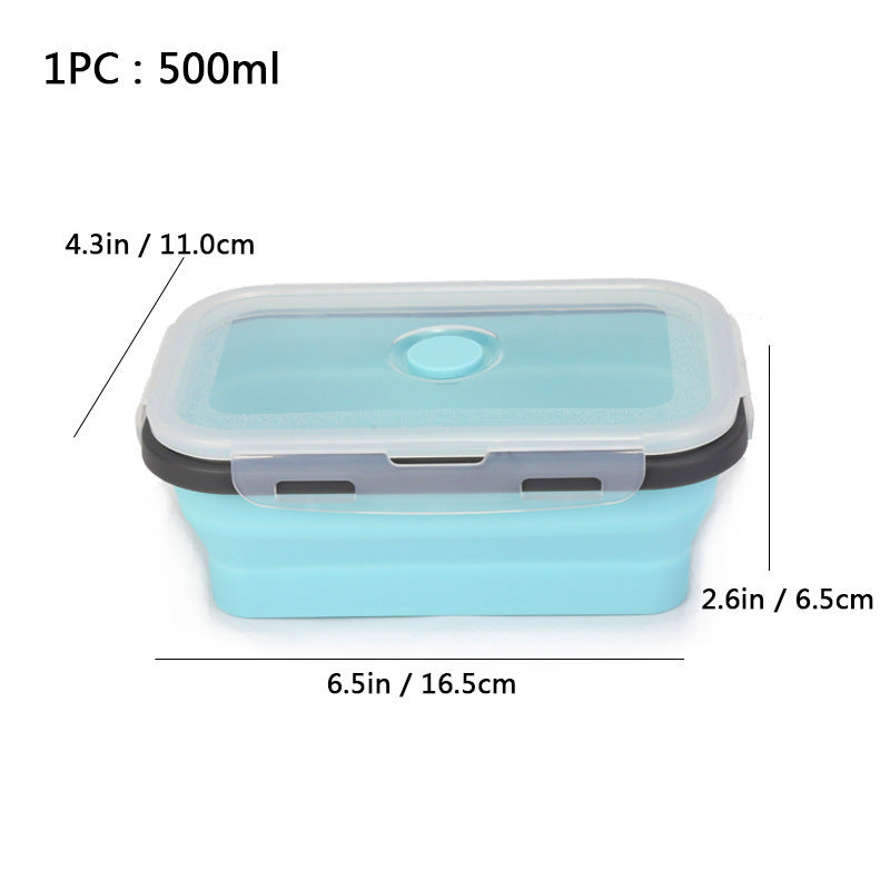 Foldable high-temperature-resistant food-grade silicone food storage container, refrigerator storage box, convenient outdoor packing box
