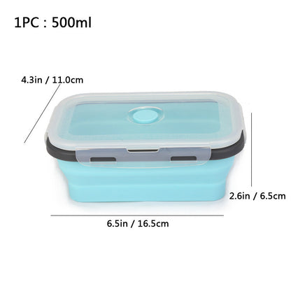 Foldable high-temperature-resistant food-grade silicone food storage container, refrigerator storage box, convenient outdoor packing box