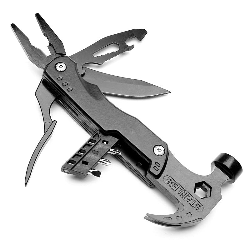Multi-functional adjustable crowbar, pliers and folding knife set