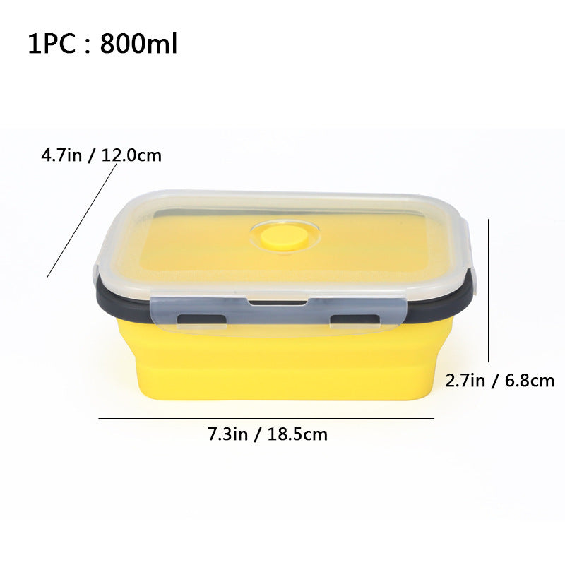 Foldable high-temperature-resistant food-grade silicone food storage container, refrigerator storage box, convenient outdoor packing box